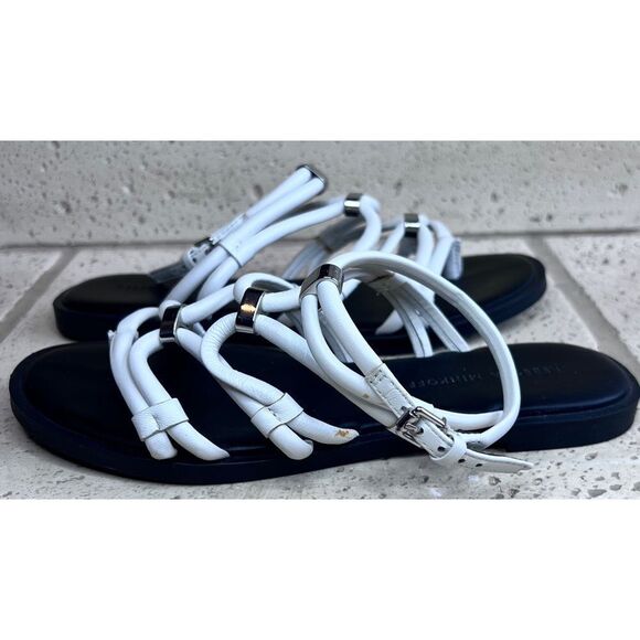Rebecca Minkoff Sarle White Leather Strappy Sandals Flats Size 7 - Picture 8 of 15
